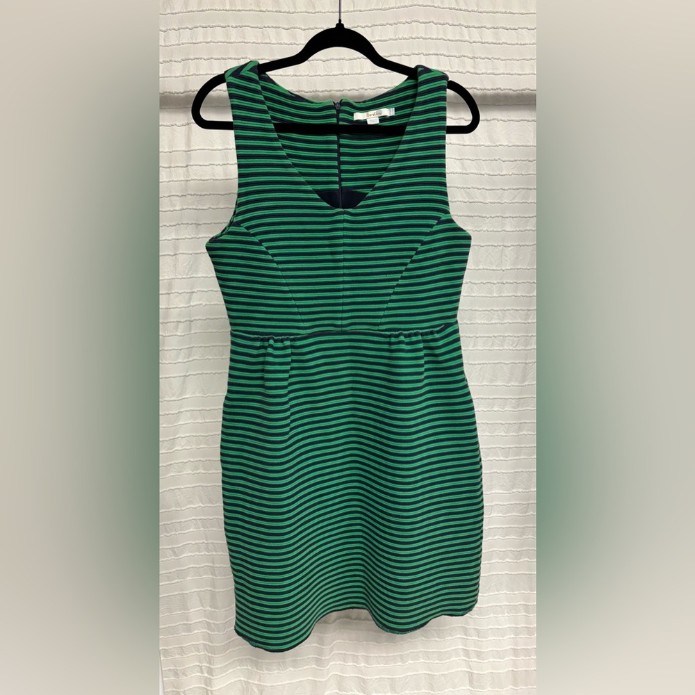 Boden | VGUC 00’s Vintage Sheath Dress Blue Green Stripes with Pockets, Size 10P